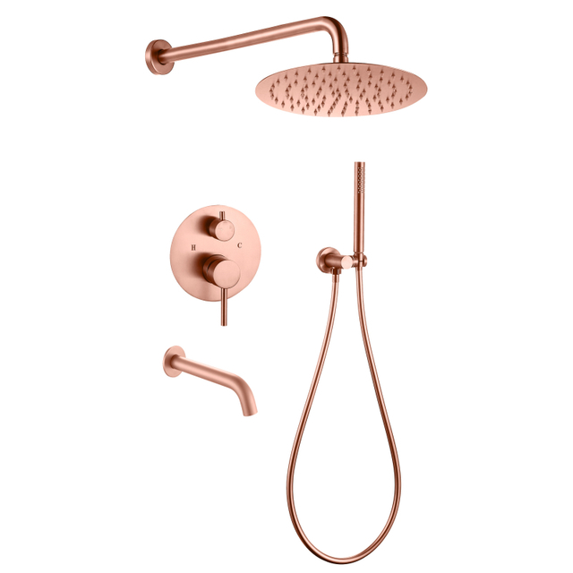 304 Stainless Steel Copper Rose Gold Wall Mounted Bathroom Concealed Shower And Tub Faucet Sets