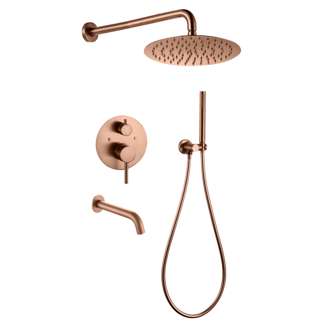 304 Stainless Steel Rose Gold Wall Mounted Bathroom Concealed Shower And Tub Faucet Sets