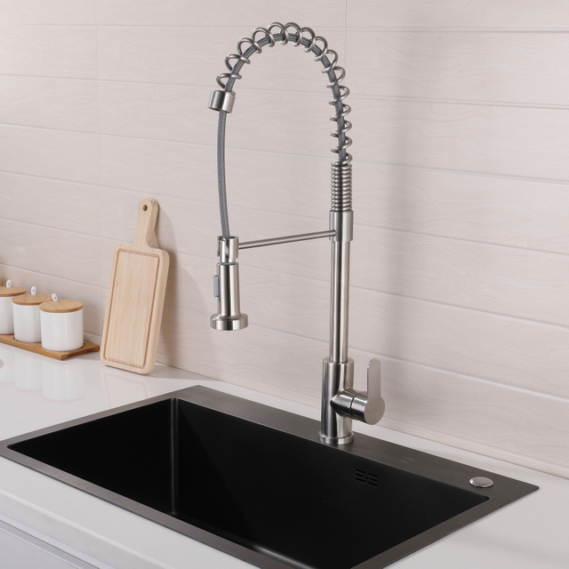 304 Stainless Steel Copper Rose Gold Spring Pull Out Kitchen Mixer Faucet