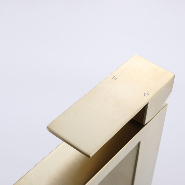 CUPC Certified High Quality Square 304 Stainless Steel Brushed Gold Bathroom Basin Tall Waist Faucet