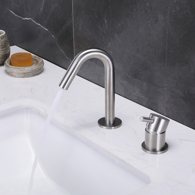 304 Stainless Steel Rose Gold Two Hole Separate Handle Bathroom Sink Faucet