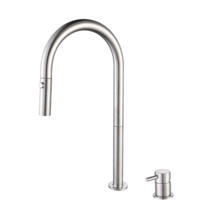 304 Stainless Steel Brushed Separate Handle Pull Down Kitchen Sink Faucets