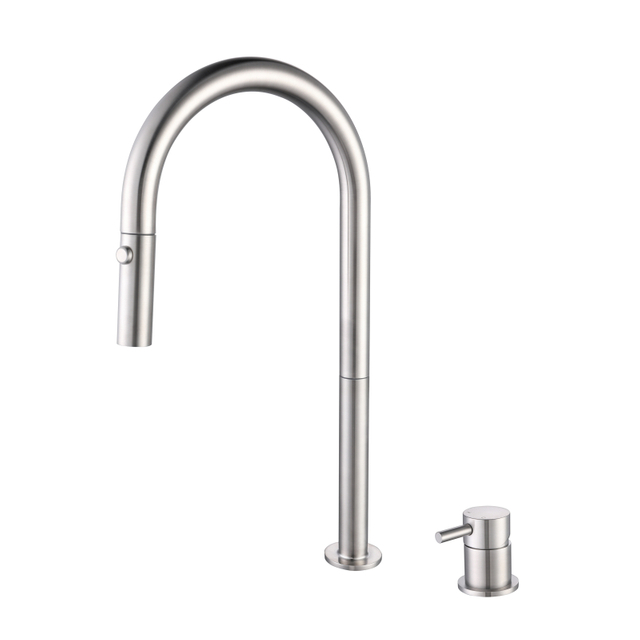 304 Stainless Steel Brushed Separate Handle Pull Down Kitchen Sink Faucets