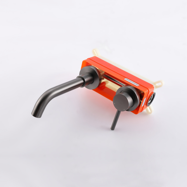 Luxury 304 Stainless Steel Gun Grey Wall Mount Bathroom Sink Faucet