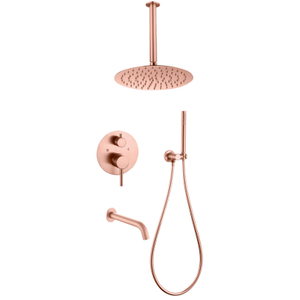 Copper Rose Gold Wall Mounted Bathroom Concealed Head Shower Set