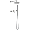 Wall Mounted 304 Stainless Steel brushed nickel rainfall shower set with hand shower 