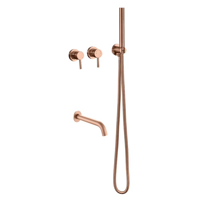 Rose Gold Wall Mounted 304 Stainless Steel Bathroom Shower And Tub Faucet Sets