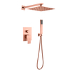 304 Stainless Steel Copper Rose Gold Square Hot Cold Mixer in Wall Mounted Rain Concealed Bathroom Shower Set 