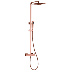 Modern 304 Stainless Steel Square Copper Rose Gold Bathroom Thermostatic Shower Mixer Set
