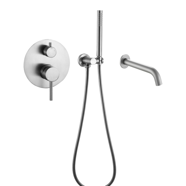 304 Stainless Steel Brushed Nickel Wall Mounted Bathroom Concealed Bath And Shower Faucet Sets