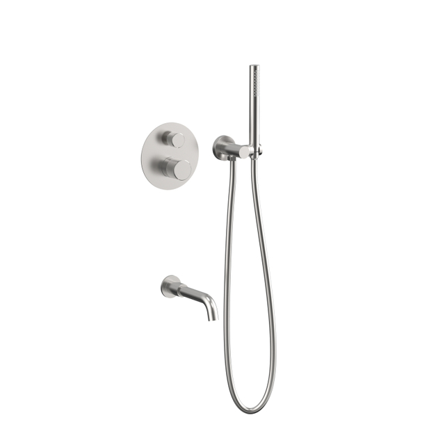 NEW 304 Stainless Steel Brushed Nickel Wall Mounted Bathroom Concealed Bath And Shower Faucet Sets