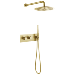 Modern 304 Stainless Steel Brushed Gold Wall Mounted Bathroom Concealed Shower Mixer Set