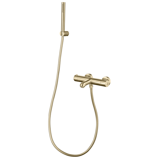 Modern Brushed Gold Bathroom Thermostatic Shower And Tub Faucet Sets