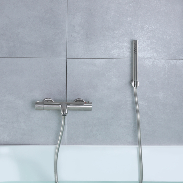 Modern Brushed Gold Bathroom Thermostatic Shower And Tub Faucet Sets