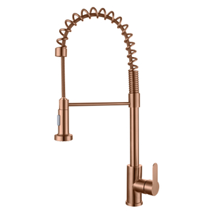 304 Stainless Steel Rose Gold Spring Pull Out Kitchen Mixer Faucet