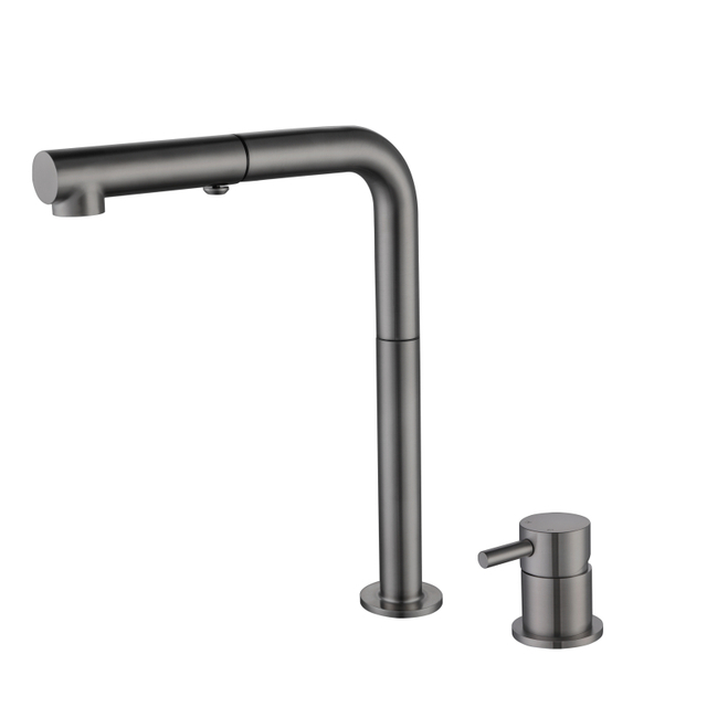 Luxury 304 Stainless Steel Gun Grey Separate Ycfaucet Handle Pull Down Kitchen Sink Faucets