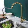 Modern Brushed Gold Single Handle Pull Down Touch Sensor Kitchen Faucet
