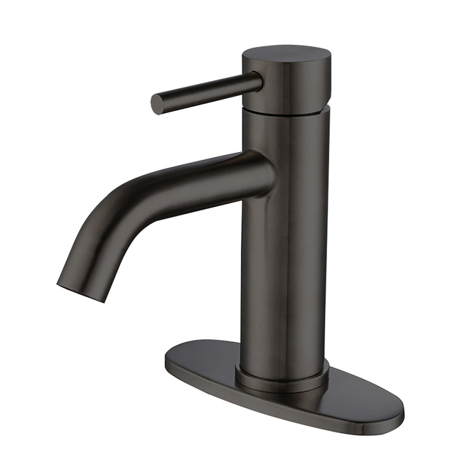 304 Stainless Steel Gun Black Bathroom Sink Faucet