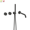 Sun Pattern 304 Stainless Steel Concealed Shower Set | Dual Outlet Rainfall & Handheld Wall Mounted Faucet Mixer