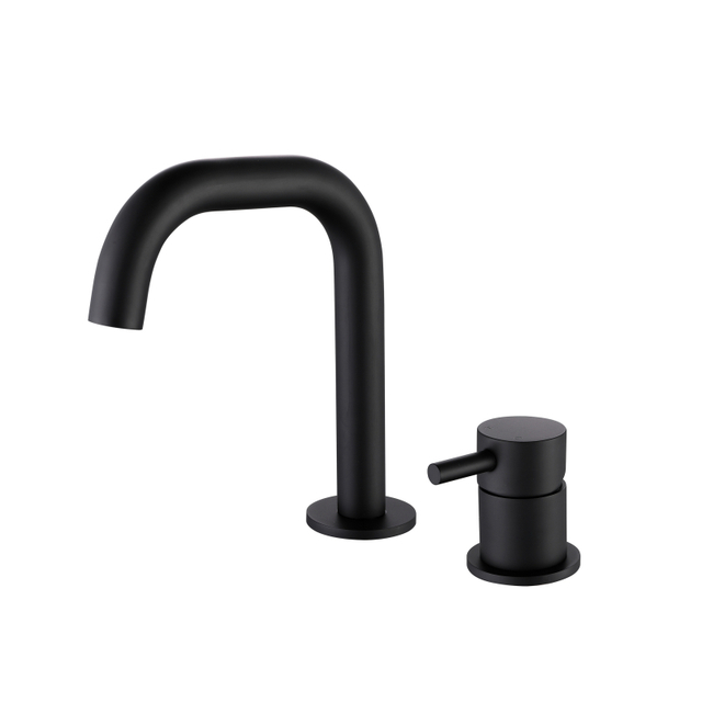304 Stainless Steel Matte Black Separate Handle Bathroom Basin Faucets