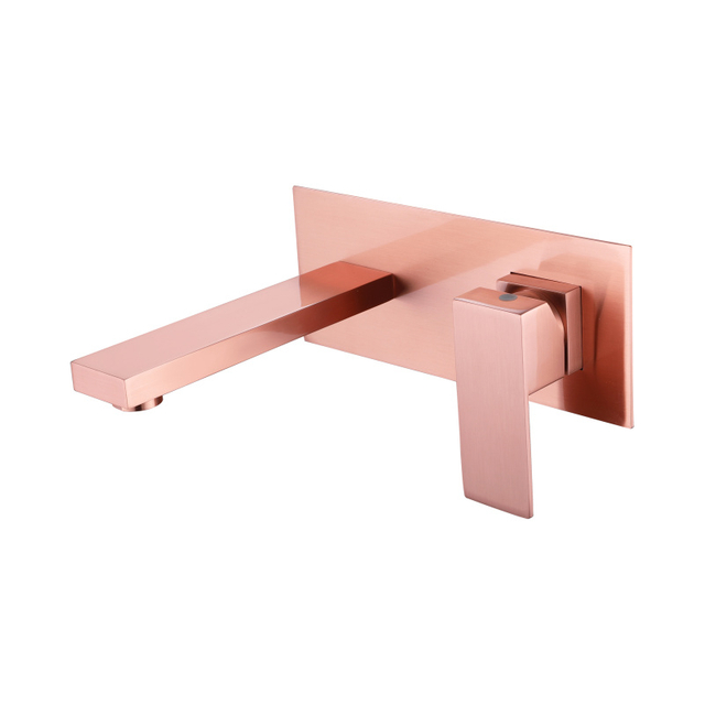 Modern Square 304 Stainless Steel Copper Rose Gold Wall Mount Bathroom Vessel Sink Faucets