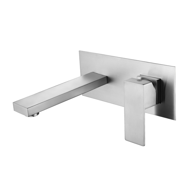 Modern Square 304 Stainless Steel Brushed Nickel Ycfaucet Wall Mount Bathroom Vessel Sink Faucets