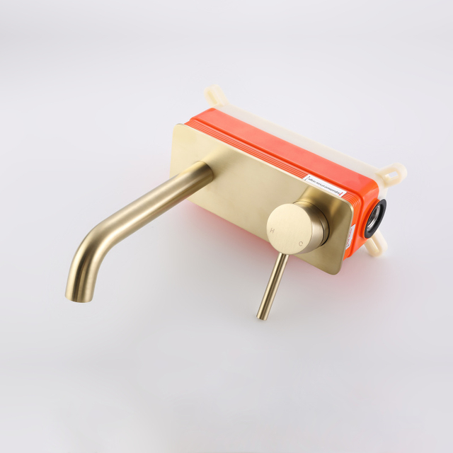 Modern 304 Stainless Steel Brushed Gold Wall Mount Single Handle Bathroom Sink Faucet