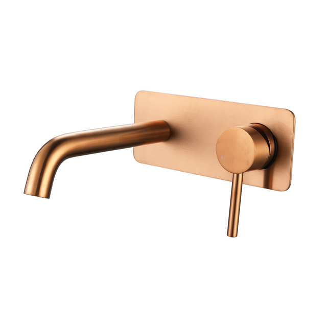 Modern 304 Stainless Steel Rose Gold Wall Mount Single Handle Bathroom Sink Faucet