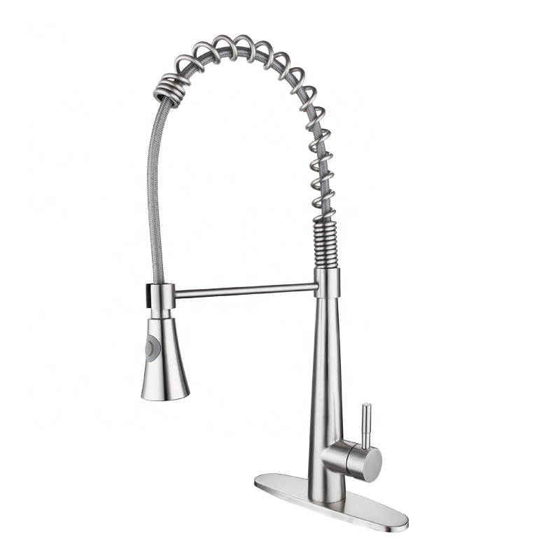 304 stainless steel brushed Pull out kitchen mixer faucet