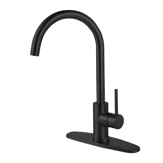 Traditional 304 Stainless Steel Matte Black Single Handle Kitchen Faucet