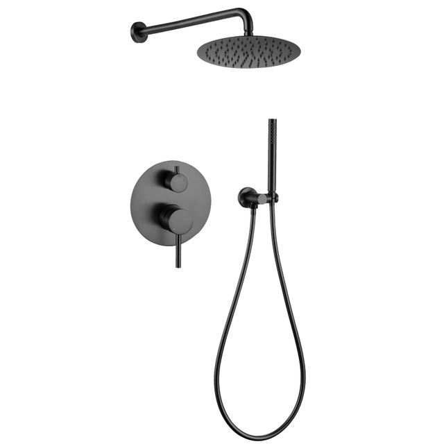 CUPC High Quality 304 Stainless Steel Gun Black Wall Mounted Bathroom Concealed Mixer Shower Set