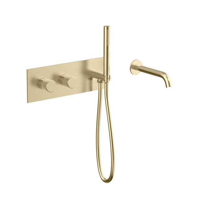 NEW 304 Stainless Steel brushed gold Wall Mounted Bathroom Concealed Tub Shower Faucet Set