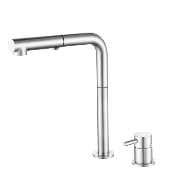 Luxury 304 Stainless Steel Chrome Separate Handle Pull Down Kitchen Sink Faucets