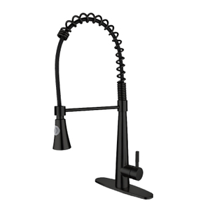 Modern Matte Black Single Handle Single Hole Spring Pull Down Kitchen Faucet