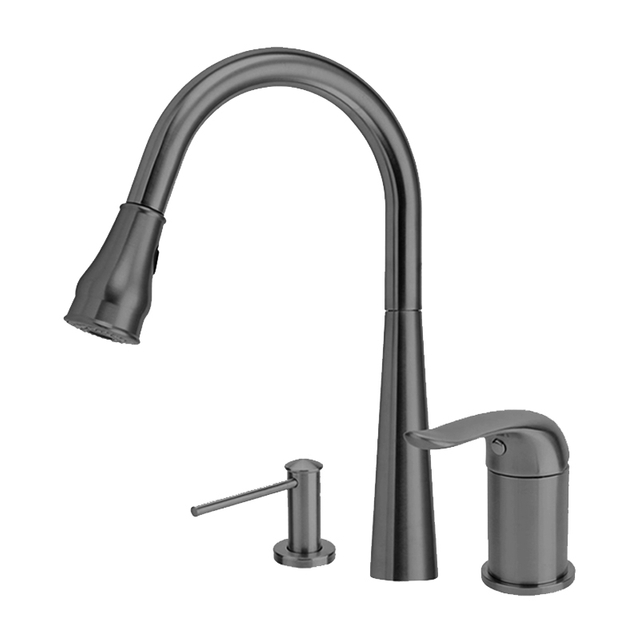 Gun Grey 304 Stainless Steel Kitchen Faucet with Pull Down Sprayer