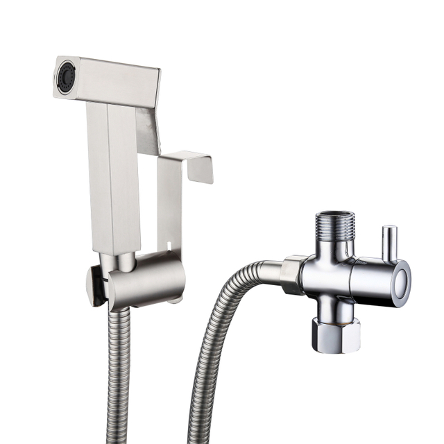 304 Stainless Steel Toilet Bathroom Handheld Water Rinse Square Bidet Spray Handheld for Toilet Bidets
