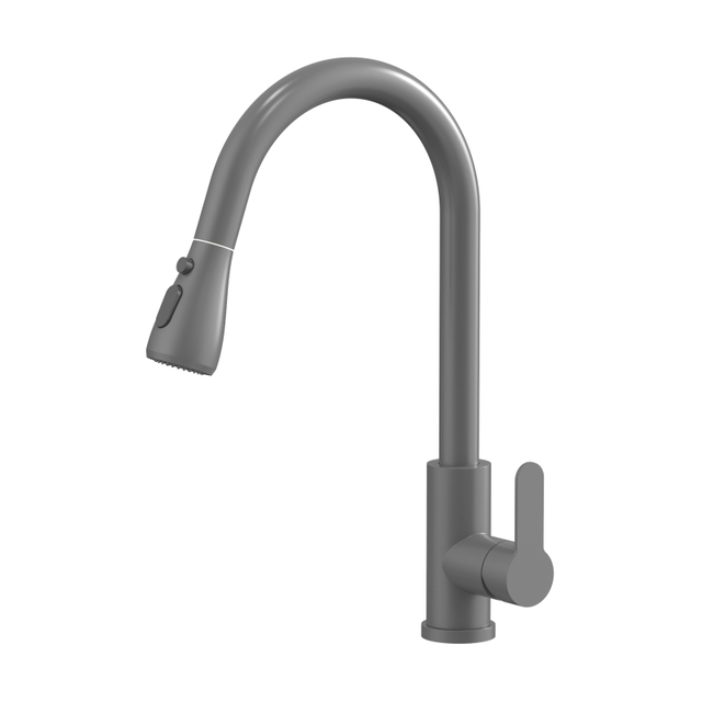 CUPC High Quality Modern 304 Stainless Steel Gun Black Single Hole Pull Out Kitchen Mixer Faucet