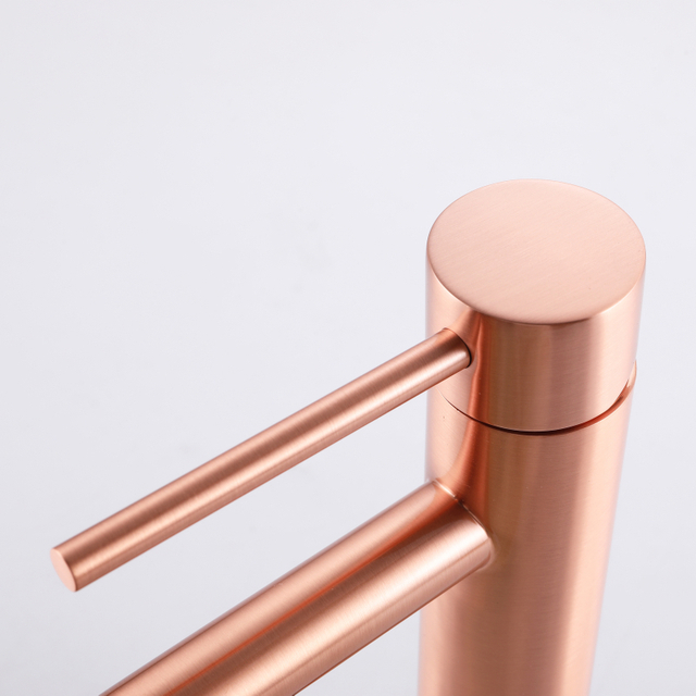 CUPC Certified High Quality 304 Stainless Steel Copper Rose Gold Bathroom Single Handle Basin Faucet
