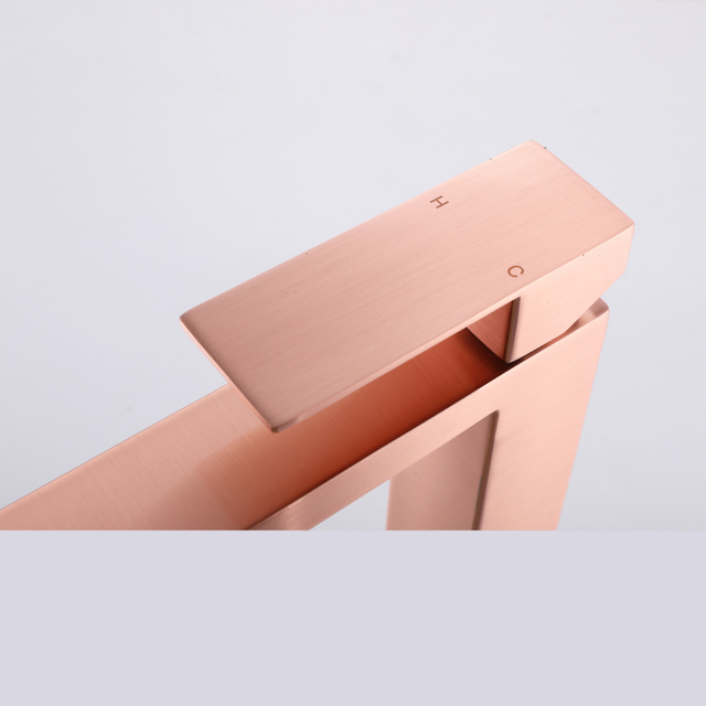 CUPC Certified High Quality Square 304 Stainless Steel Copper Rose Gold Bathroom Basin Tall Waist Faucet