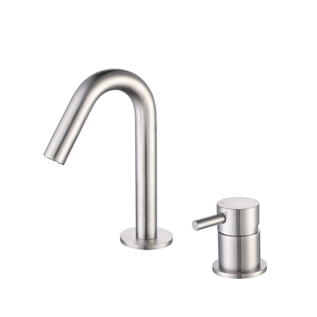 304 Stainless Steel Brushed Nickel Two Hole Separate Handle Bathroom Sink Faucet
