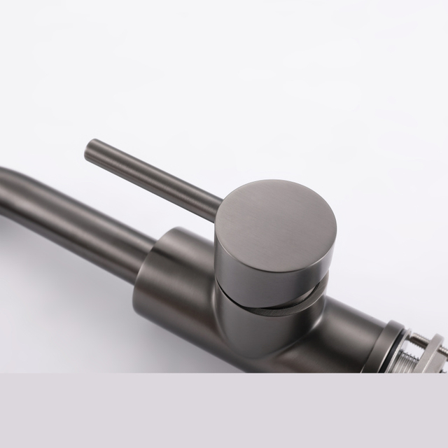 304 Stainless Steel Gun Grey Bathroom Small Three-way Basin Faucet