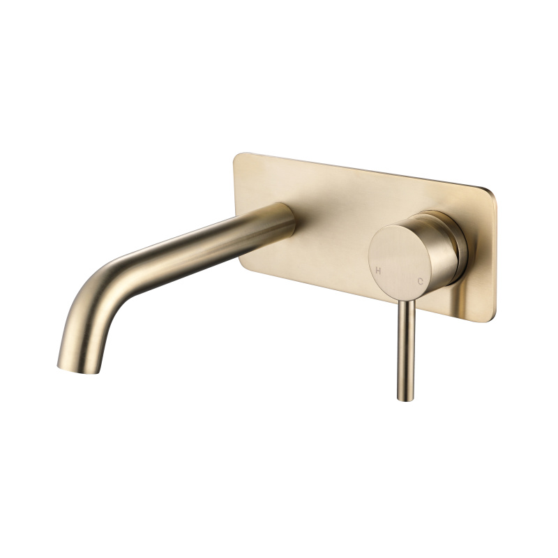 Brushed Gold Stainless Steel wall mount faucet