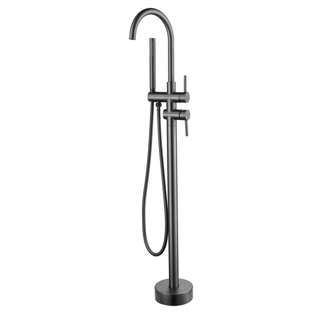 CUPC High Quality 304 Stainless Steel Hot And Cold Mixed Multi-functional Gun Grey Bathroom Floor Shower Free Standing Bathtub Faucet