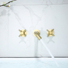 304 Stainless Steel Brushed Gold Wall Mount Bathroom Basin Double Handle Faucet 