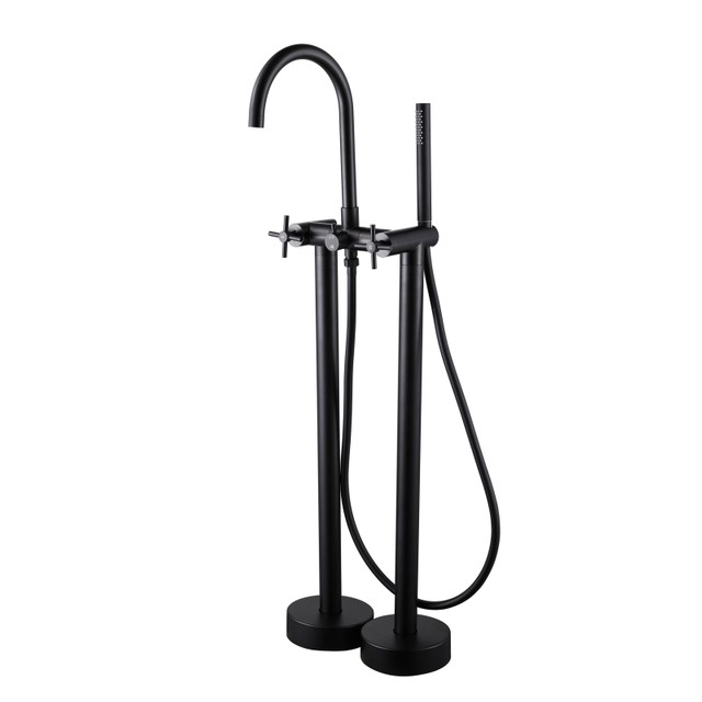 CUPC High Quality 304 Stainless Steel Matte Black Multi-functional Bathroom Floor Shower Free Standing Bathtub Faucets 