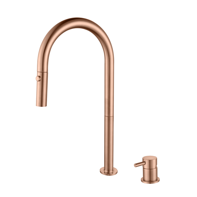 304 Stainless Steel Rose Gold Separate Handle Pull Down Kitchen Sink Faucets
