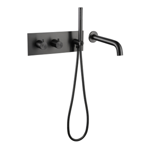 Modern 304 Stainless Steel Gun Black Wall Mounted Bathroom Concealed Tub Shower Faucet Set