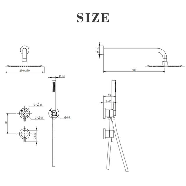304 Stainless Steel Black Bathroom Wall Mounted Shower Set
