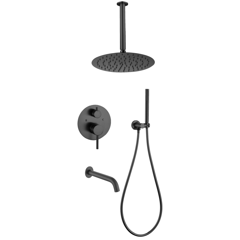 304 stainless steel gun black Concealed Shower Set