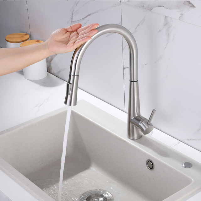 Gun Grey 360 Degrees Touch Sensor Pull Down Kitchen Sink Faucets
